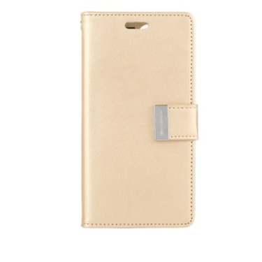 iPhone 14 High-Quality Flip Wallet Case Cover - Shock-Resistant with Front Cover, Multiple Card Slots, Magnetic Closure and Media Stand Convertible - Gold